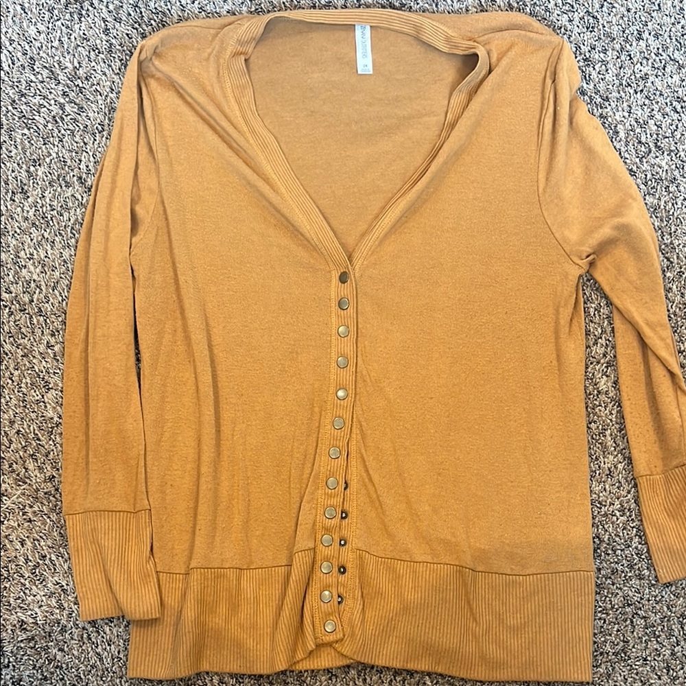 Women's Mustard Button-Up Cardigan